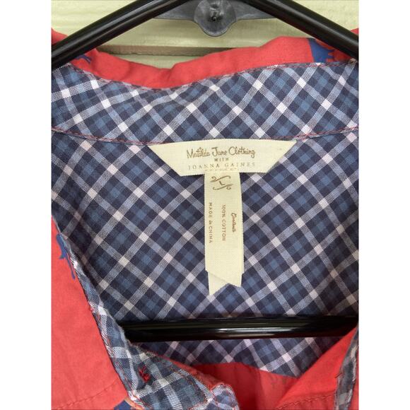 Matilda Jane Joanna Gaines Red High Horse Rodeo Equestrian Button Up Shirt Large - Picture 4 of 7